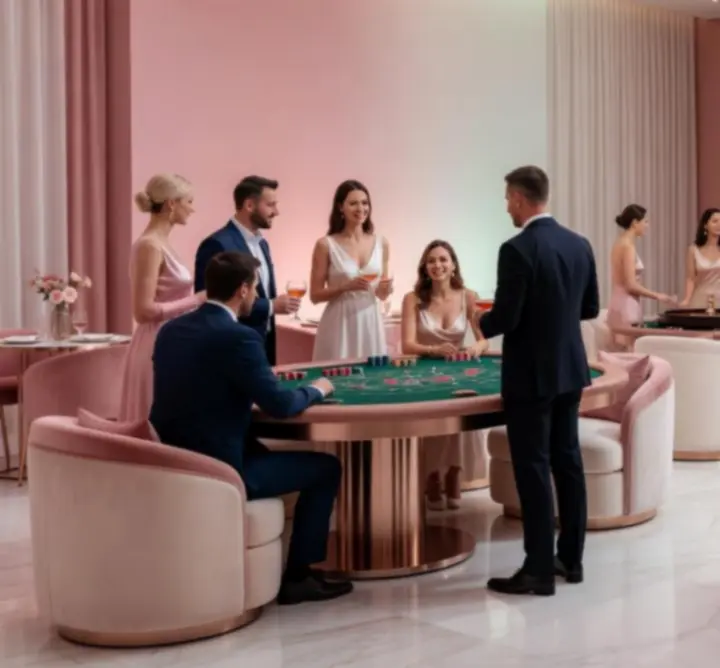 Elegancka scenografia kasynowa podczas wydarzenia offline